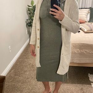Olive green everyday dress, very comfortable can dress up or down